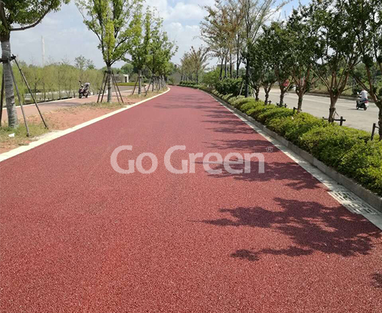 Red porous asphalt pavement project completed successfully